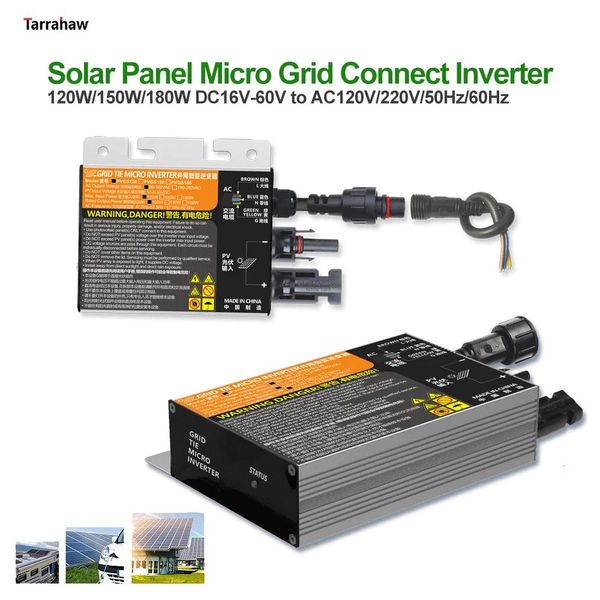 Accesorios Panel solar Micro Grid Connect Inverter 120W150W180W MPPT Fotovoltaica DC10.830V a AC110V230V 50Hz/60Hz Home impermeable IP65