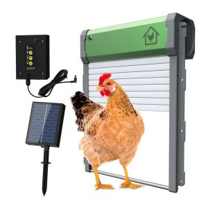 Accessoires Porte de poulet à énergie solaire, synchronisation photoélectrique, télécommande, cage intelligente pour animaux de compagnie, porte roulante automatique pour porte de poulailler