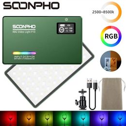 Accessoires Soonpho P10 RGB LED-cameralicht Volledige kleuruitvoer Videolampkit Dimbaar 2500K8500K BiColor Paneellicht CRI 95+