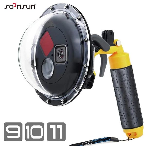 SOONSUN 45M filtre commutable dôme Port boîtier de plongée étanche pour GoPro Hero 11 10 9 noir Go Pro 11 accessoires