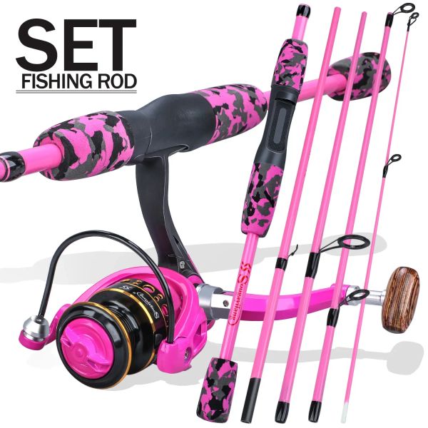 Accessoires Sougayilang 5 section Set de pêche rouge / jaune 170 cm Rod de pêche et YW / OE10003000 Spinning Reel Portable Travel Fishing Combo