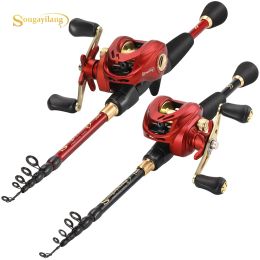 Accessoires Sougayilang Baitcast Pissing and Reel combo ensemble 1,82.4m TIle télescopique et bobine de pêche en métal pour la pêche à la basse pesca