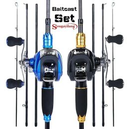 Accessoires Sougayilang Casting Rod Reel Combos 1,8 m /2.1m Koolstofvezel M Power Casting Visstangen 17+1BB Baitcasting Reels Baitcast Set Set