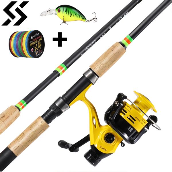Accessoires Sougayilang Spinning Fishing Combo 3.0m 6 Section L M H Power Travel Rod et 5,5: 1 / 5.2: 1 Ratio Ratio Fishing Reel Fishing Kit