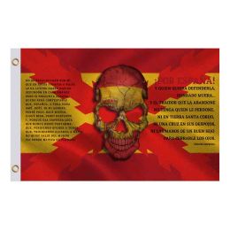 Accessoires Espagne ?Drapeau Bourgogne et poème de l'hymne le crâne de l'armée espagnole Tercios 100D Polyester 3x5FT 90x150cm bannière avec œillets en laiton