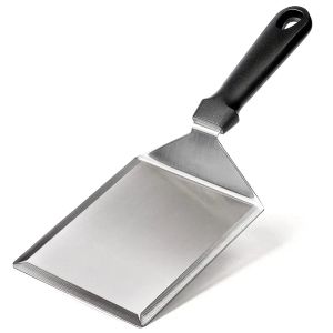 Accessoires en acier inoxydable grande spatule de grill avec bords de coupe, accessoires de plate-forme de cuisine, outil de gratte-ciel de burger de crêpe pour barbecue