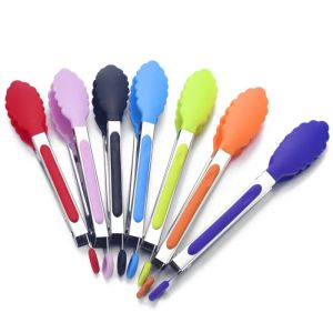 Accessoires en acier inoxydable Silicone Chauffe de cuisine BBQ Clip Salade Pain Cuisine Cuisine Food Serve Tongs Restaurant Folder Folder Folder Kitchen