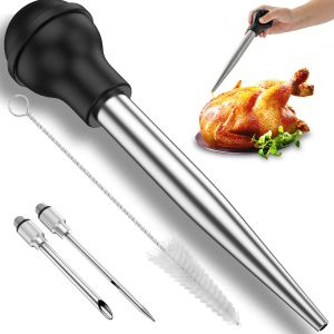 Accessoires Baster de dinde en acier inoxydable avec des aiguilles nettoyage de la brosse à cuisson Poulet Poulet Poultry BBQ Aliments Flavour de viande