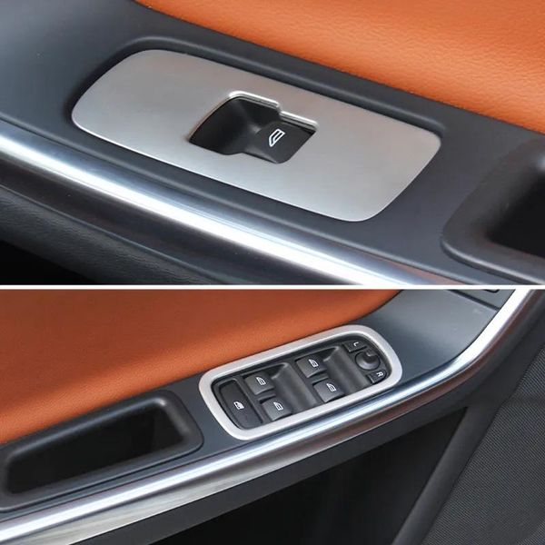 Accesorios embellecedor de marco de botón de elevación de ventana de acero inoxidable para Volvo XC60 S60 V60, Panel de decoración de reposabrazos de puerta de coche, estilo automático