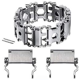 Accessoires Bracelet d'outil en acier inoxydable pour les hommes compatibles pour le groupe de montre 29 en 1 Bracelet de survie