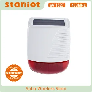 Accessoires Staniot Wireless Outdoor Solar Strobe Sirene 433MHz Waterdichte High Decibel Sirene met lichte flits voor thuisbroekalarmsysteem