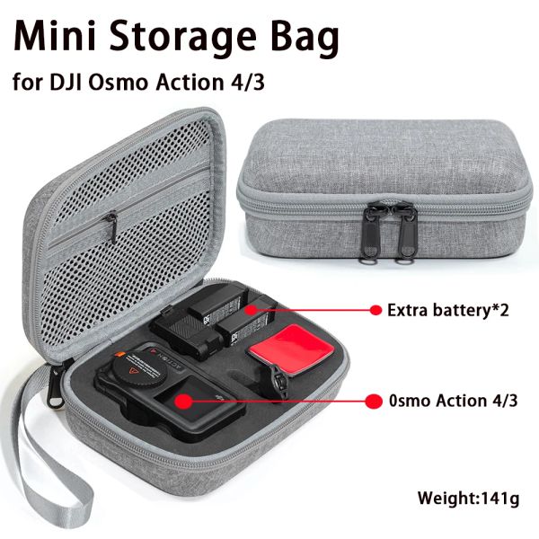 Accessoires Sac de rangement pour DJI Osmo Action 4 Mini Batching Case Hard Base Sac Travle Handbag pour DJI OSMO Action 4/3 Sac de caméra Accessoires