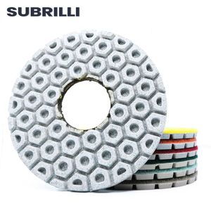 subrilli 7 pièces/ensemble 5 pouces tampons de polissage diamant 125mm tampon de polissage pour disques de meulage de sol en béton de marbre de granit