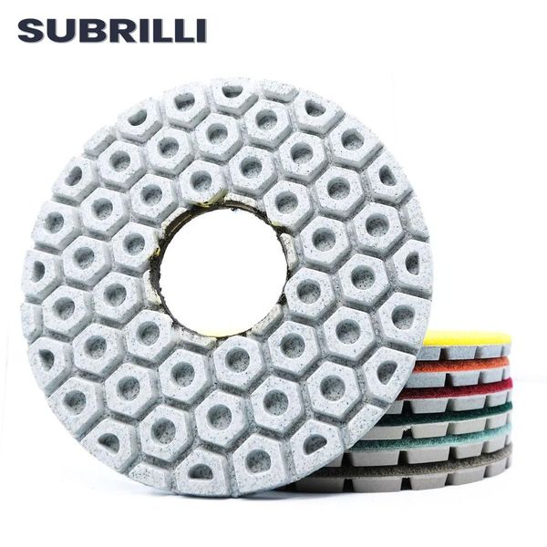 accesorios Subrilli 7 unids/set almohadillas de pulido de diamante de 5 pulgadas almohadilla de pulido de 125 mm para discos de pulido de pisos de hormigón de mármol de granito
