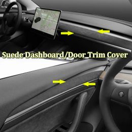 Accessoires Suede Dashboard Paneel Protector Cover voor Tesla Model Y 3 Deuren Trim Cover 2022 Interior Accessoires Model 2021 Dash Decor Sticker