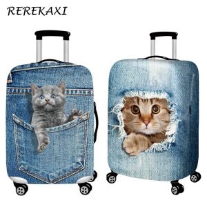 Accessoires koffer Elastische kast dekking 3D Cat Bagage Beveiliging Covers 1832inch Bagage Trolley Trunk Dust Dof Cover Travel Accessoires