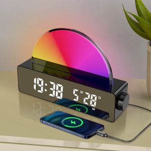 Accessoires Sunrise ALARME CHERCHE CONSEIL LED LED Clock numérique pour les dormeurs lourds Adultes Multi Color Table Table Corloge avec câble USB