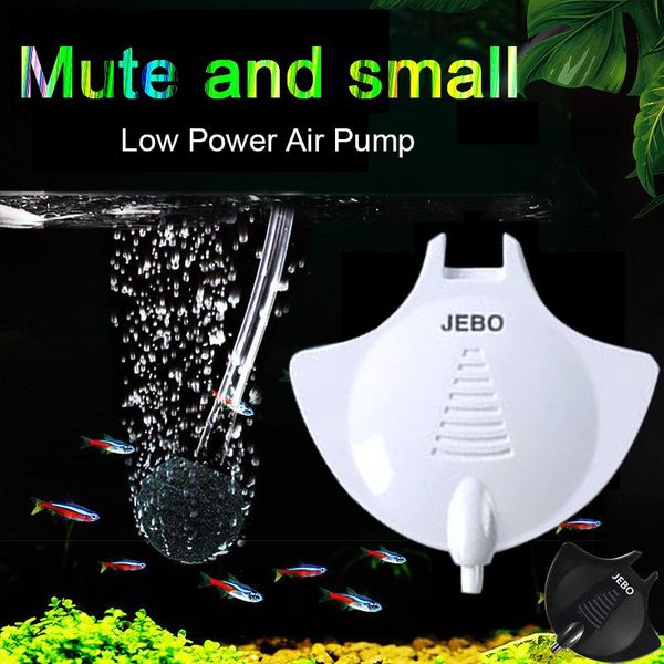 Accessoires Pompe à air super silencieuse JEBO Noir/Blanc Nano Accrochez-vous Silencieux avec mini tube d'air Air Stone Aquarium Fish Water Plant Tank