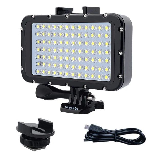 Accessoires Suptig 84 LED haute puissance Dimmable étanche LED lumière vidéo étanche 164ft (50 m) pour Gopro Hero 6 5 4 3 Xiaomiyi appareil photo reflex