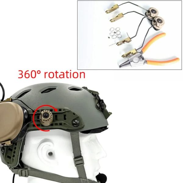 Accessoires Tactical Fast, ACH, Mich Helmet Arc Rail Military Adaptter Sordin Bracket convient à la série MSA Sordin.