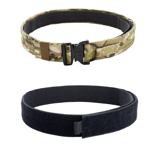 Accesorios Tácticos Molle Belt Military Airsoft Belt Belt Combat Equipment Ejército de caza multicam CS disparando 2 pulgadas 2 en 1 Cinturón de batalla