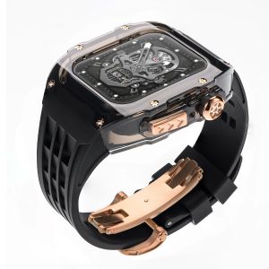 Accessoires transparante mod -kit voor Apple Watch Ultra 2 49mm luxe rubberen band +pc -hoes voor IWatch -serie 8 7 6 5 4 SE 45 mm 44 mm riemkast