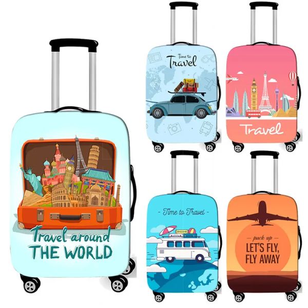 Les accessoires voyagent dans le monde entier couverture de la valise Couverture de protection de la boîte à chariot antidést