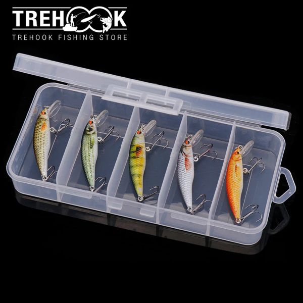Accessoires Trehook 5pcs 5cm 2.6g Mini Mini Fishow Fishow Lures Wobblers pour Pike Hard Artificial Baits Kit Crankbait Fishing Tackle