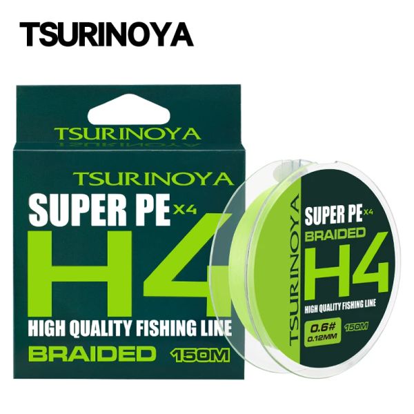 Accessoires Tsurinoya 4 brins Lignes de pêche tressées 4lb 6lb 8lb jeu léger jeu Trout H4 150m Multifilament PE Line Ajing Long Casting