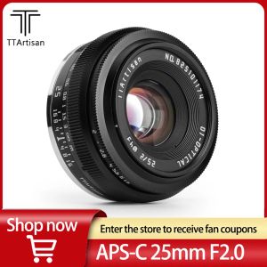 Accessoires Ttartisan 25 mm F2.0 APSC MF Camera Lens pour canon eosm / rf Sony E / Nikon Z / Fuji XF / M43 / L MONT POUR PORTRAIT Humanity Street