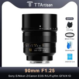 Accesorios TTartisan 90 mm F1.25 Lente de cámara de fotograma completo para Sony A7II A7C Nikon Z50 Canon Camera Fuji GFX Sigma Lens