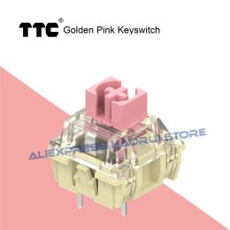 Accesorios TTC Gold Pink Axis V2 Switch 37GF 3PIN Cuerpo lineal de eje lineal a prueba de polvo Teclado mecánico Interruptores personalizados de bricolaje de bricolaje