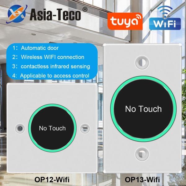 Accesorios Aplicación Tuya Wifi Smart Switch Door Salida Push Botón de liberación Sin inducción de infrarrojo táctil para control de acceso Control remoto SmartLife