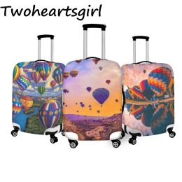 Accesorios Twoheartsgirl Patrón de globo de aire caliente Madera de viaje Cubierta protectora de protección Las cubiertas de equipaje duradera se adapta a un accesorio de tranvía de 1832 pulgadas