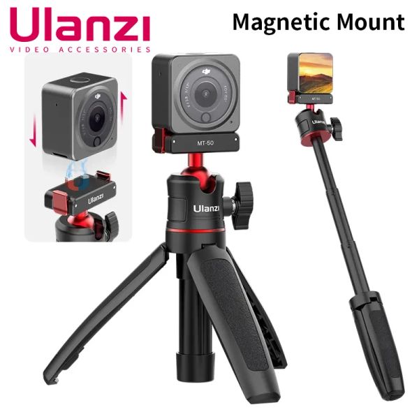 Accesorios Ulanzi MT50 Mini Trípode magnético para DJI OSMO Acción 3 4 Soporte de trípode ajustable Accesorio de cámara de acción de lanzamiento rápido