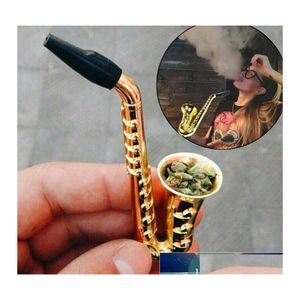 Accessoires uniques Saxophone Mini Pipes à fumer portables Pipe à tabac en métal Cadeaux de narguilé Livraison directe Maison Jardin Articles divers Otolf