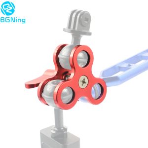 Accesorios Actualizar Clamp CLAMP 3hole Aluminio Triple Butterfly Clip de buceo Adaptador de montaje de cabezal para la cabeza para la cámara de acción Trípode de linterna