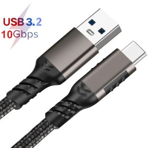 Accessoires USB 3.2 10 Gops Gen2 Typec Câble de charge rapide Usb C transfert de données SSD Cord 3A PD 60W QC 3.0 Car Ligne de disque dur de l'ordinateur portable Car