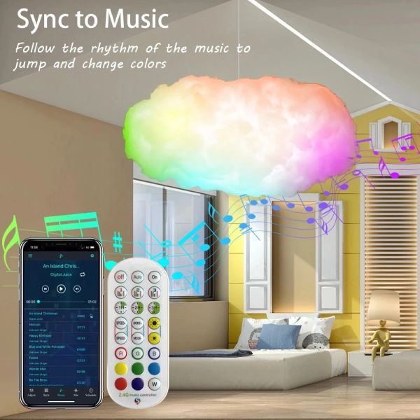 Accessoires USB Cloud Light APP contrôle synchronisation de la musique 3D RGBIC lumière ambiante Simulation de foudre nuages chambre lumière