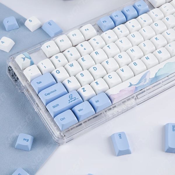 Accessoires USLION 133KEYS XDA Profil Ocean Whale Thème PBT Keycaps pour le clavier mécanique de jeu MX commutateurs Dyesublimation Blue Key Cap