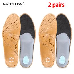 Accessoires Vaipcow 2 paires de haute qualité en cuir orthotique intérieure pour les pieds plats arc support chaussures orthopédiques semelles intérieures pour hommes et femmes