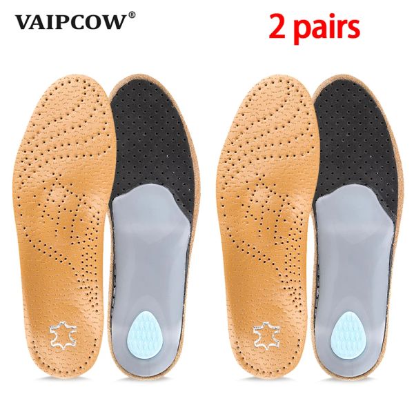 Accesorios Vaipcow 2 pares de plantilla orthótica de cuero de alta calidad para pies planos soportan zapatos ortopédicos planchas para hombres y mujeres