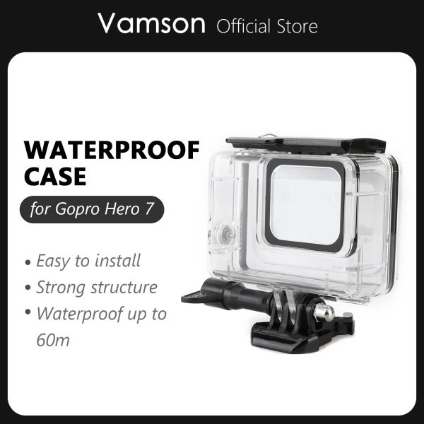 Accesorios Vamson para Go Pro Waterproof Case Hero 7 Cubierta protectora de buceo plateado Monte de la carcasa de 60 m Accesorio VP650