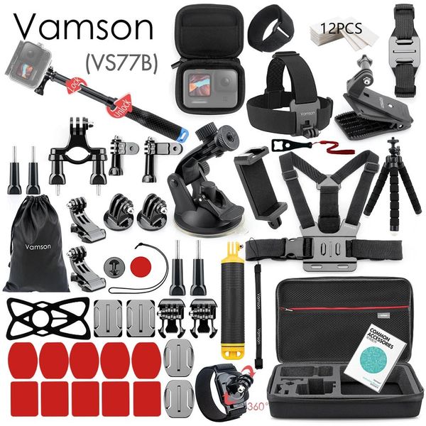 ACCESSOIRES VAMSON POUR GOPRO ACCESSOIRES SET POUR GO Pro Hero 11 10 9 8 7 6 5 Kit Selfie Stick pour Insta360 pour l'action OSMO pour Yi Case VS77