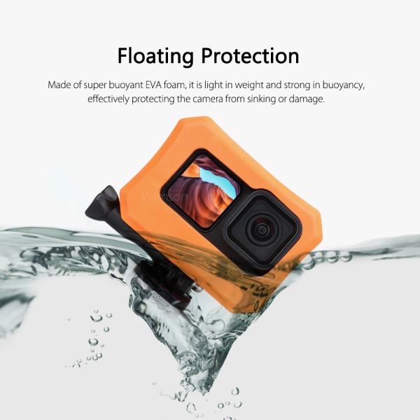 Accesorios Caso flotante de Vamson Orange para GoPro Hero 12 11 10 9 Accesorios de cámara negra Buceo Flotante Cubierta protectora para Go Pro 10 9
