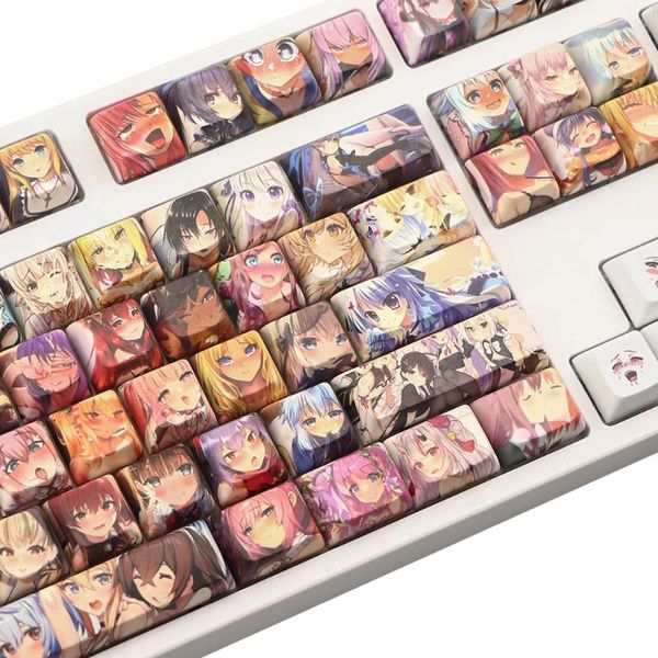 Accesorios variedad de anime japonés PBT Espacio KeyCaps Ahegao KeyCaps 6.25U ESC Barra espacial Barras para interruptores de teclado mecánico