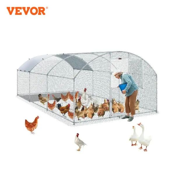 VEVOR Grand poulailler en métal, cage à volaille, canard, lapin, toit en dôme avec couvercle étanche pour ferme, animal domestique, cour, poulailler