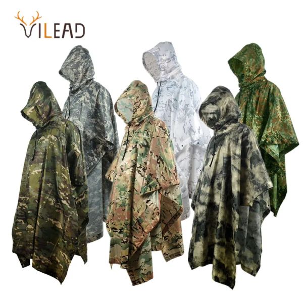 Accessoires Vilead Poly Tactical Raincoldcoat Military Ponchowaterproof Rain Man Rainrainwater Army Raincoat Tente étanche imperméable extérieur