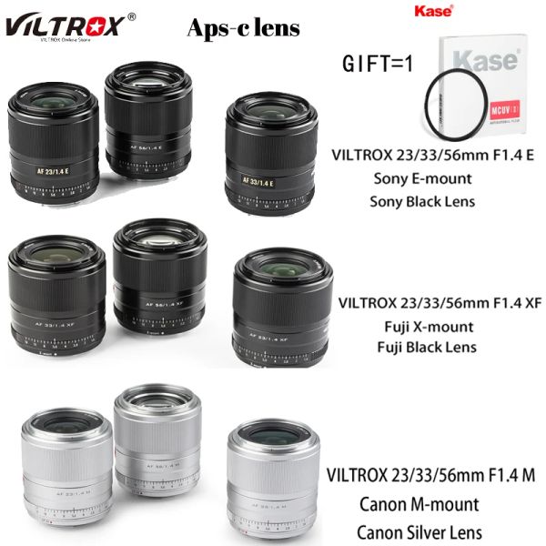 Accesorios VILTROX 23 mm 33 mm 56 mm F1.4 E Lente de enfoque automático Lente APSC de apertura grande AF para Canon EFM Mount Fuji XF Sony E Camera Lente