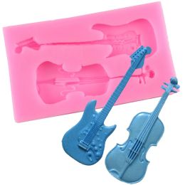 Accessoires violon guitare silicone fondant moules gâteau outils de décoration de gâteau cuisine boulange